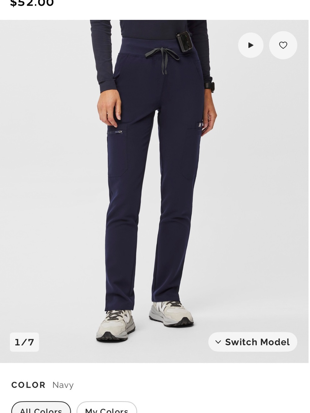Figs Navy Yola high rise slim scrubs